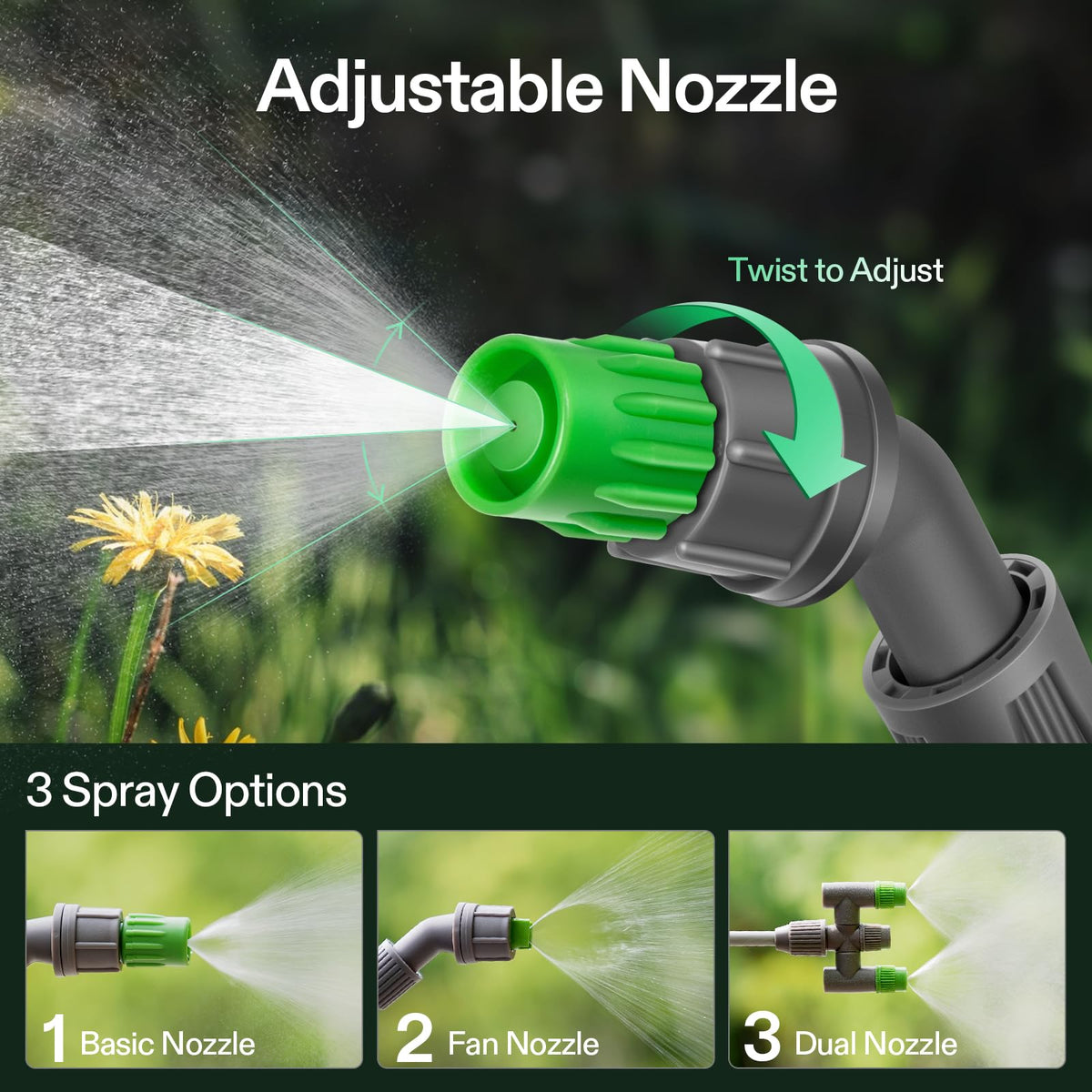 VIVOSUN pump sprayer with 3 nozzles for versatile spraying.