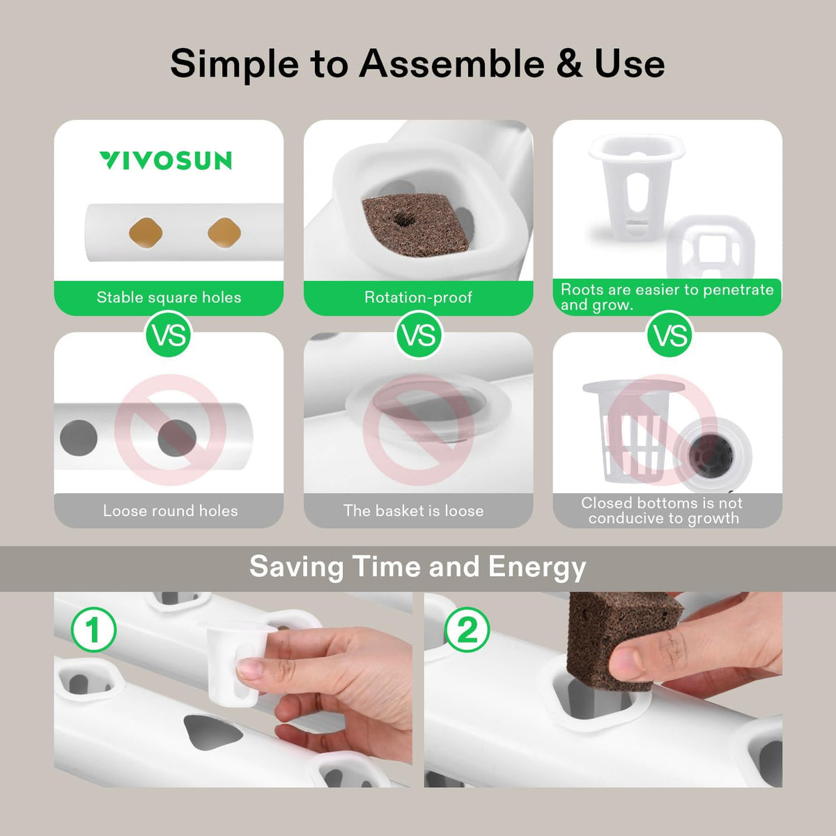 VIVOSUN water pump and tube setup enabling consistent nutrient film technique