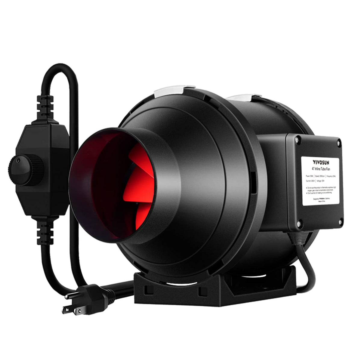 VIVOSUN R4 inline fan front view for tight spaces in grow tents
