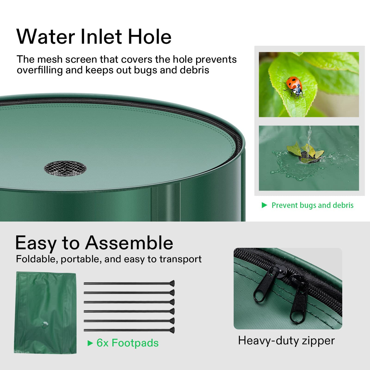 VIVOSUN rain barrel with accessories included for quick setup and irrigation tasks