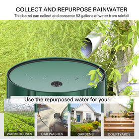 VIVOSUN rain barrel spigot closeup highlighting easy water access and flow control