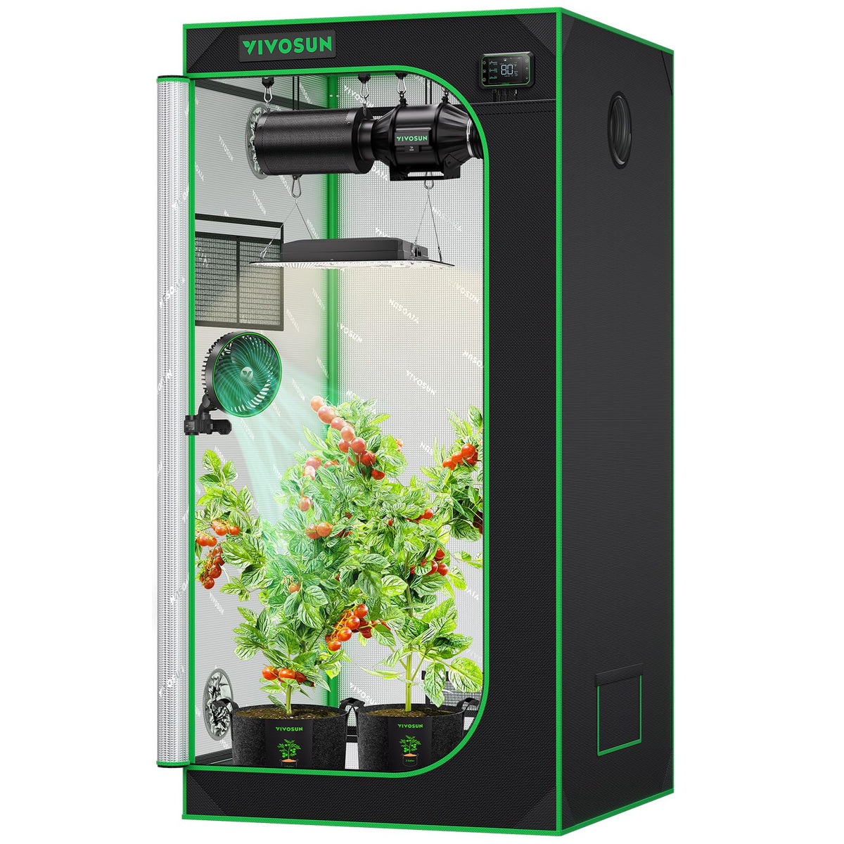 VIVOSUN S276 grow tent front view highlights sturdy frame and lightproof design.