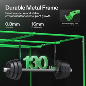 Rugged metal poles and tool-free assembly for the VIVOSUN S848 grow tent.