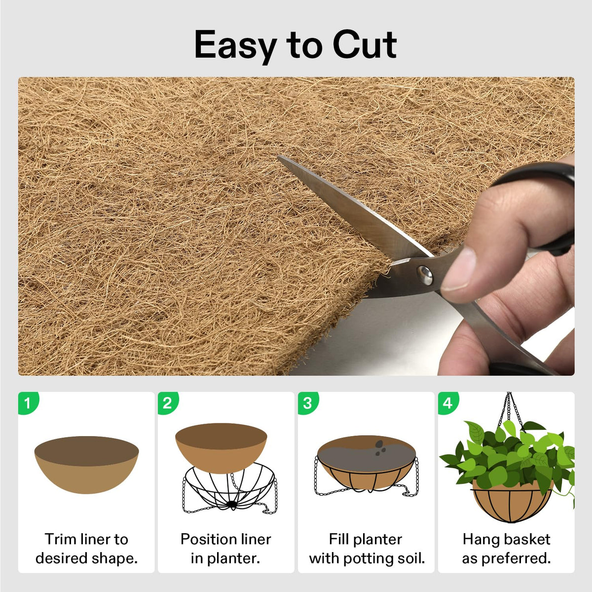 VIVOSUN safe natural coconut fiber liner for plants and pets.