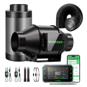 VIVOSUN Smart Air Filtration Pro kit with 4in fan improving airflow in compact grow tents.