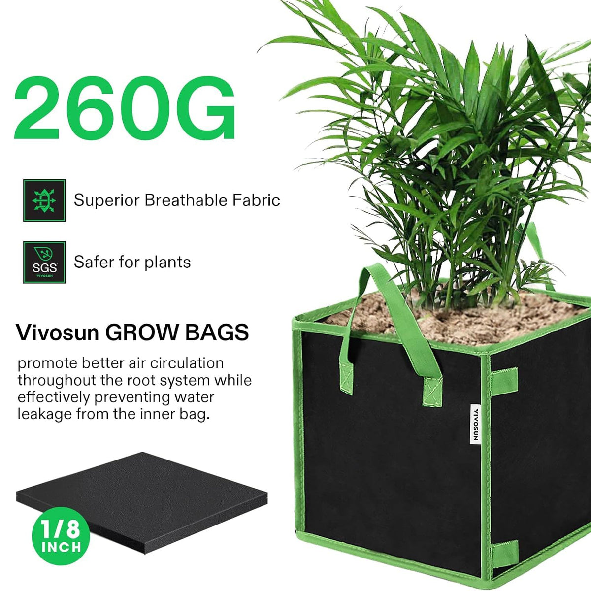 VIVOSUN four-corner stick holders keep bags cube-shaped and stable.