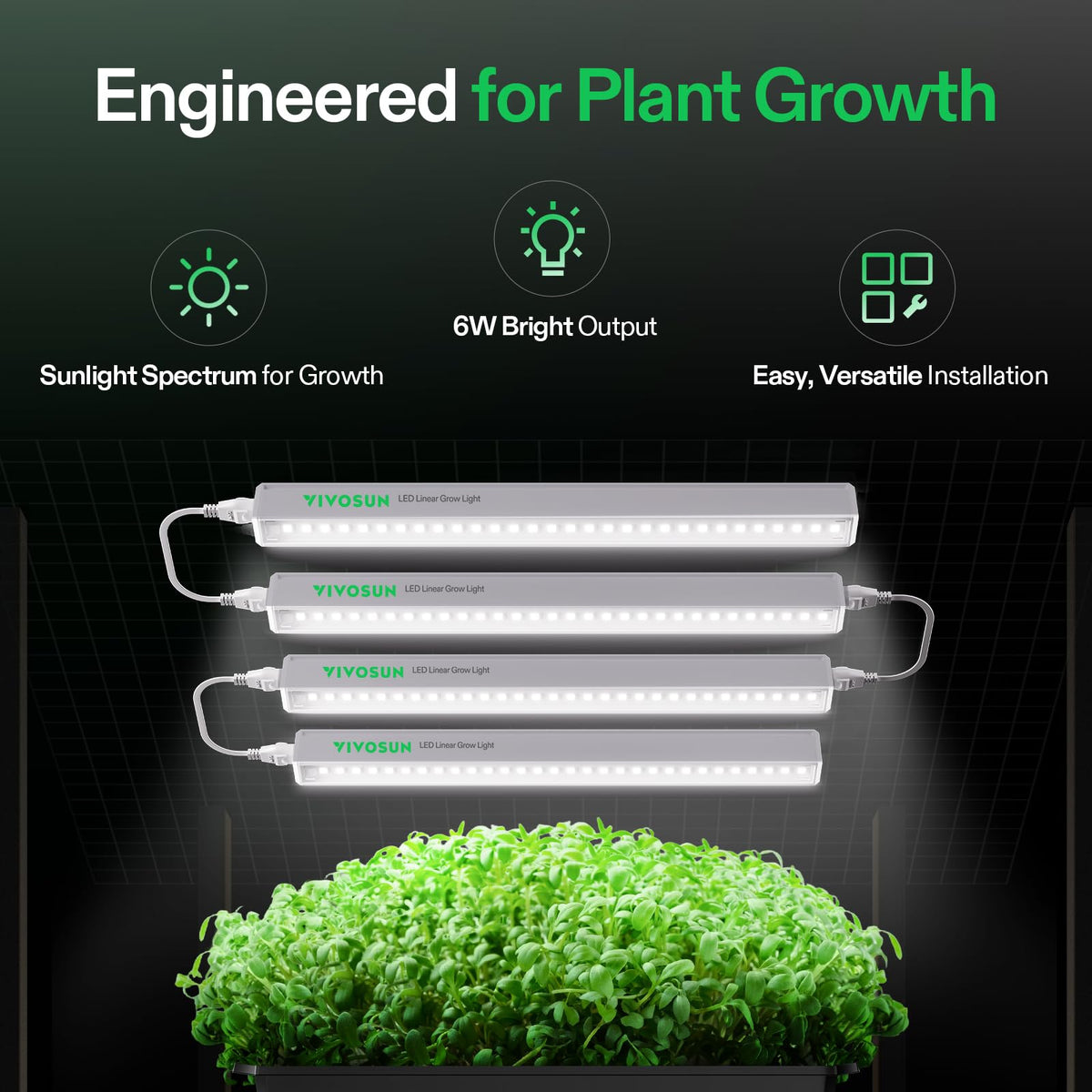 VIVOSUN T5 strip illuminates seedlings with even full-spectrum light