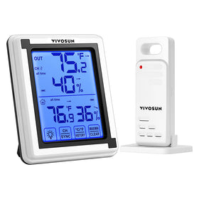 VIVOSUN thermometer hygrometer with touchscreen LCD shows precise indoor outdoor readings.