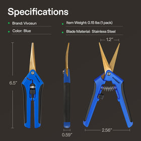 Titanium coated curved blades provide clean cuts on flowers and stems