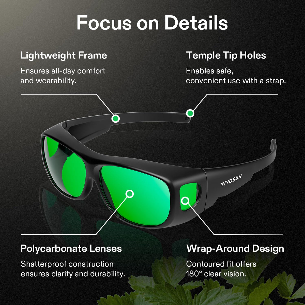VIVOSUN UV-blocking-lens shields eyes from bright grow lights.