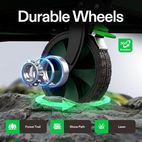 VIVOSUN wagon with removable wider wheels and brakes for stability.