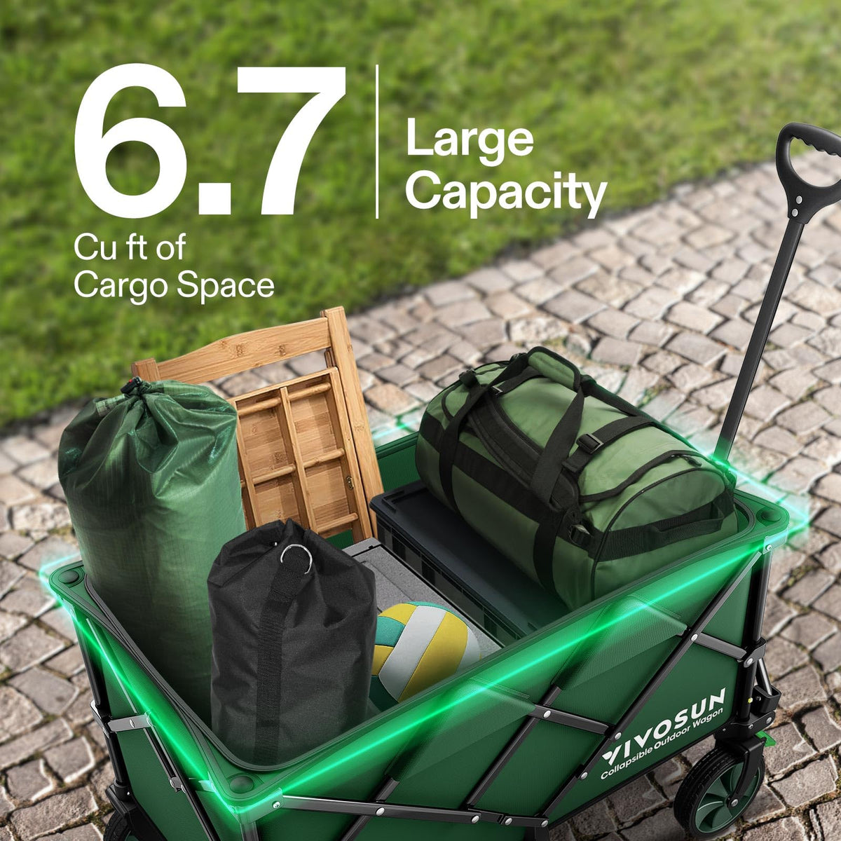 VIVOSUN wagon side pocket and cup holders keep essentials within reach.