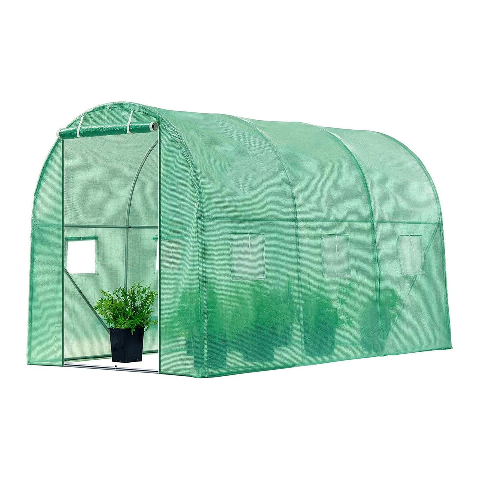 VIVOSUN walk-in greenhouse exterior with sturdy galvanized frame for outdoor use.