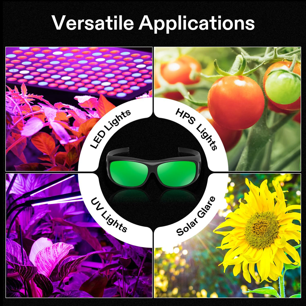 VIVOSUN wrap-around-lens design provides close-to-face coverage for protection.