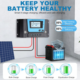 VIXKPIRR battery compatibility with lithium, lead-acid, and gel types.