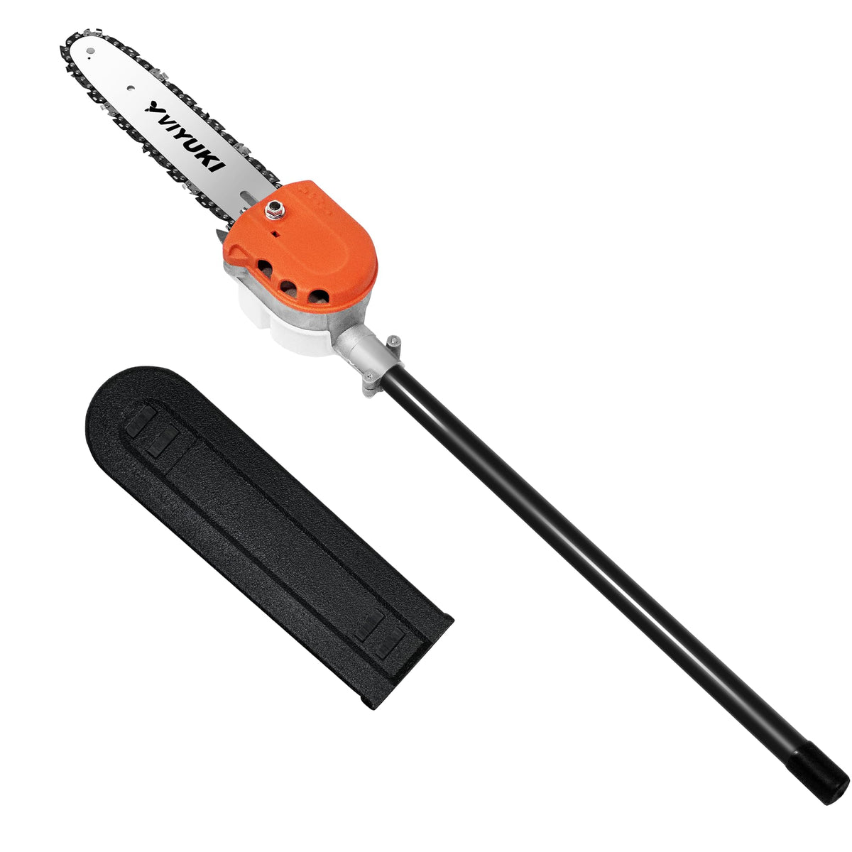 VIYUKI Expand-It 10in pole saw attachment ready for square-head powerheads, expands trimming options.