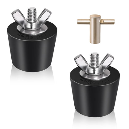 Vizava 2-pack winter plugs with T-handle shown together for pool winterization