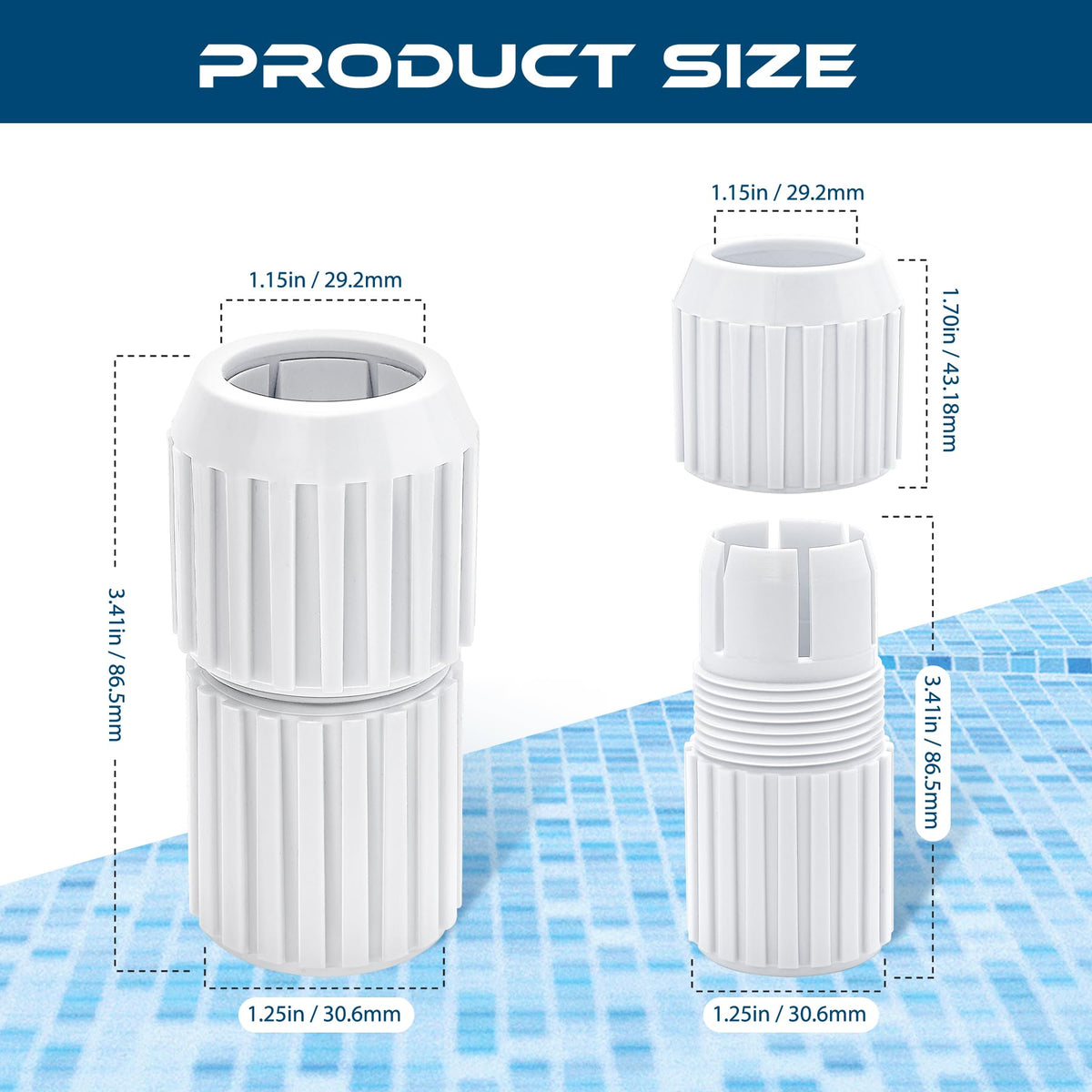 Vizava EZ Lock cam compatible connection for standard pool poles.