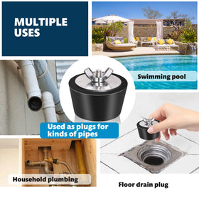 Vizava multi-use plug shown for sink or tub pipe protection