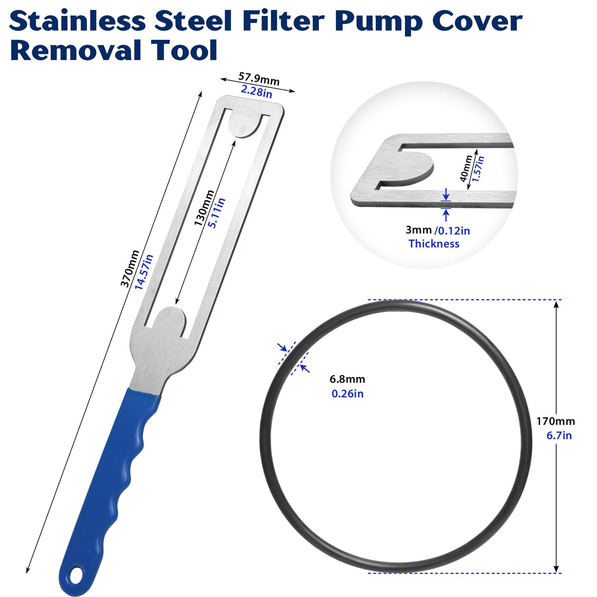 Vizava strainer cover O-ring kit shown, offering durable seal for pump filtration.