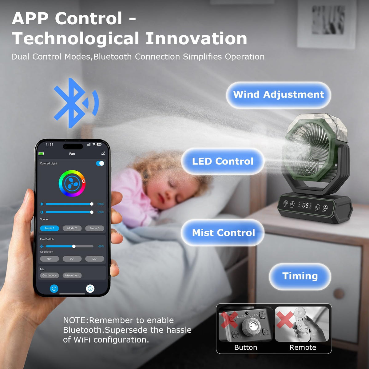 V JULES.V smart app remote control panel showing breeze settings