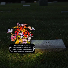 VKEVOC metal cemetery decor with LED lights for lasting outdoor tribute
