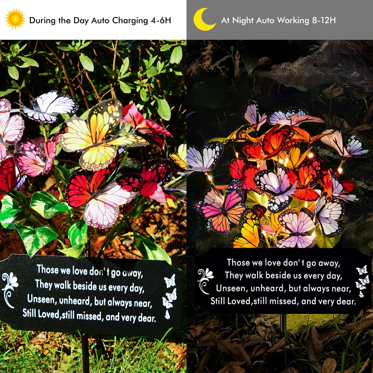 VKEVOC weatherproof memorial plaque with butterfly silhouette for all-season honoring
