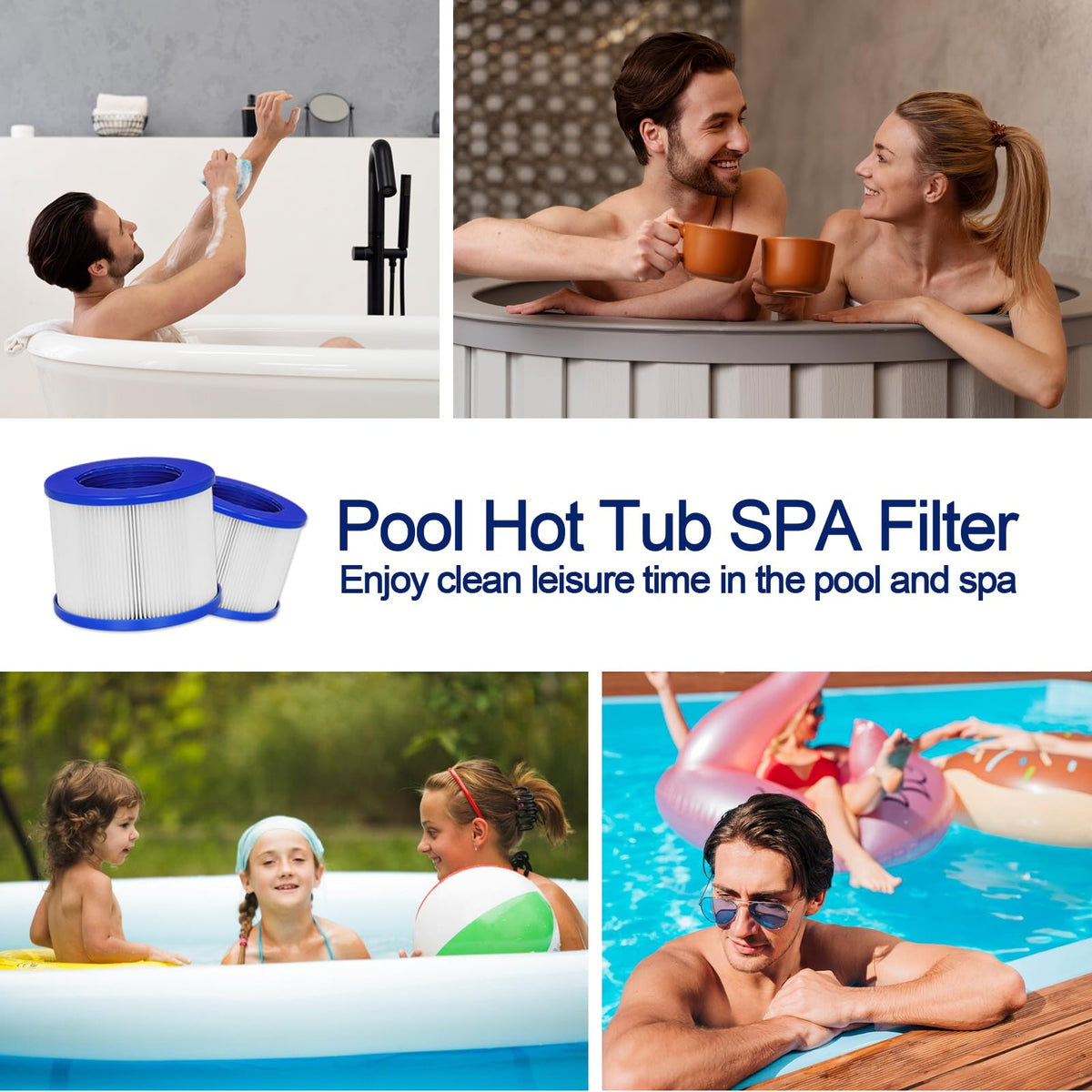 vkolim 4-pack hot tub filters ready for quick swap and continuous enjoyment.