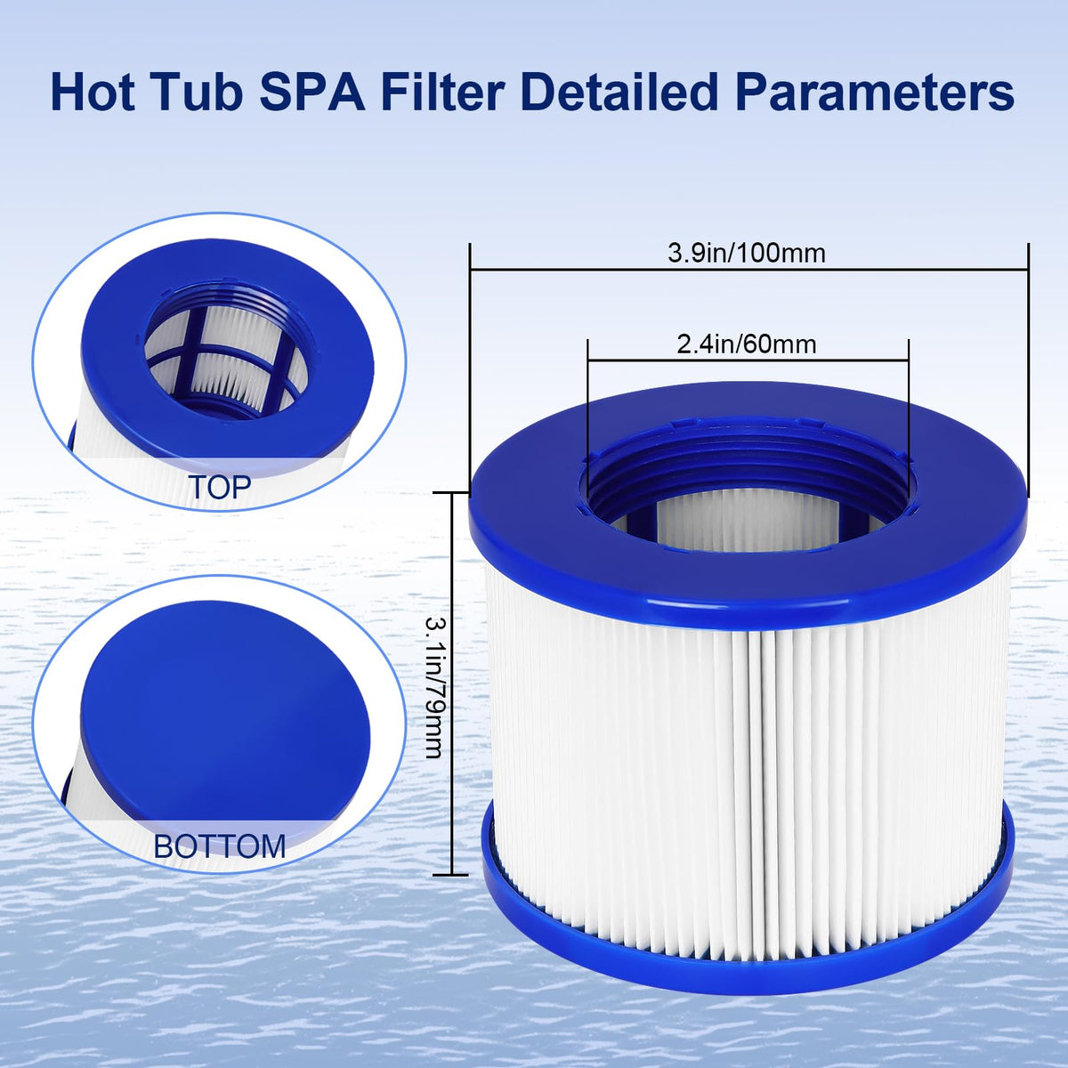 vkolim trilobal fabric hot tub filter enhances particle capture and steady water flow.