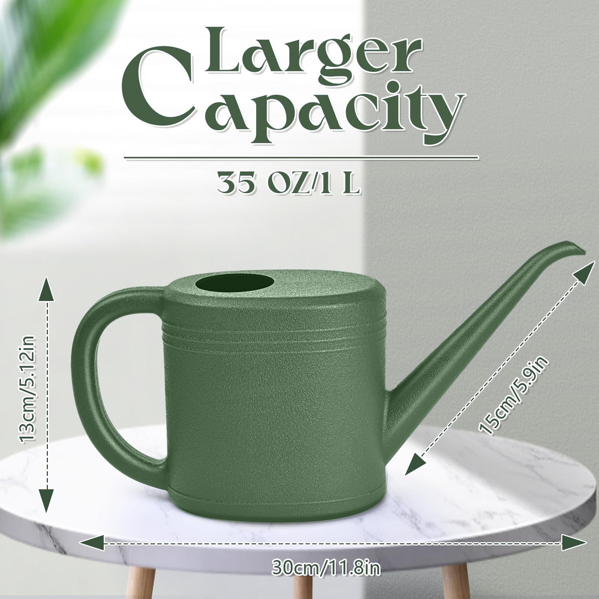 VKPLITE 1/4 gallon green can with long stem spout for precise watering.
