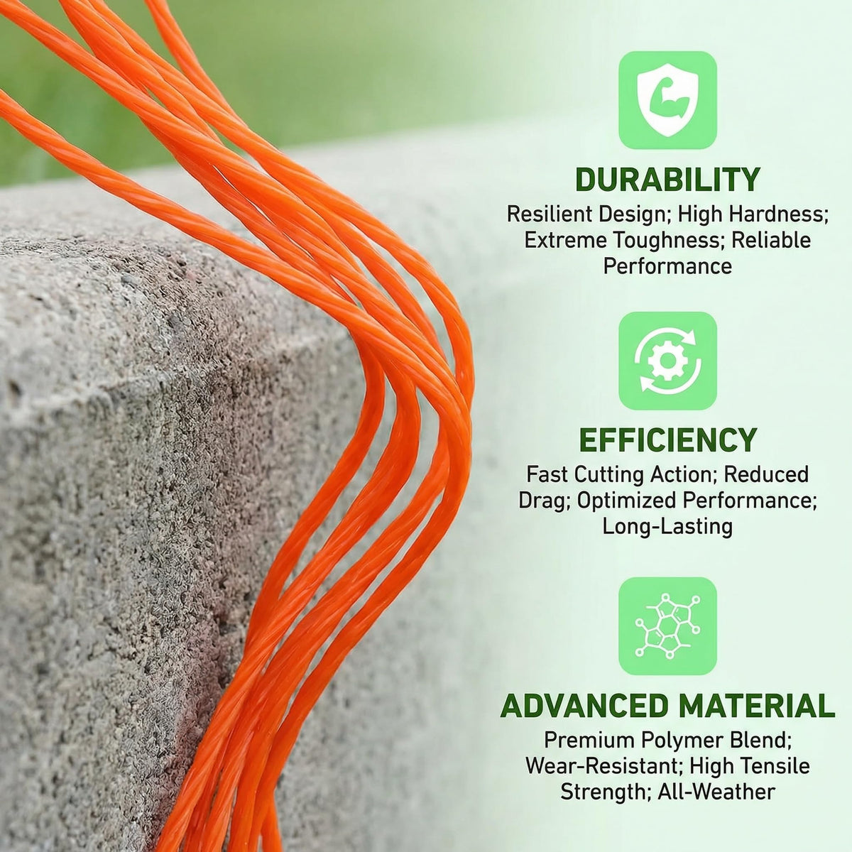 VKQ anti-tangle design reduces line jams during trimming tasks.