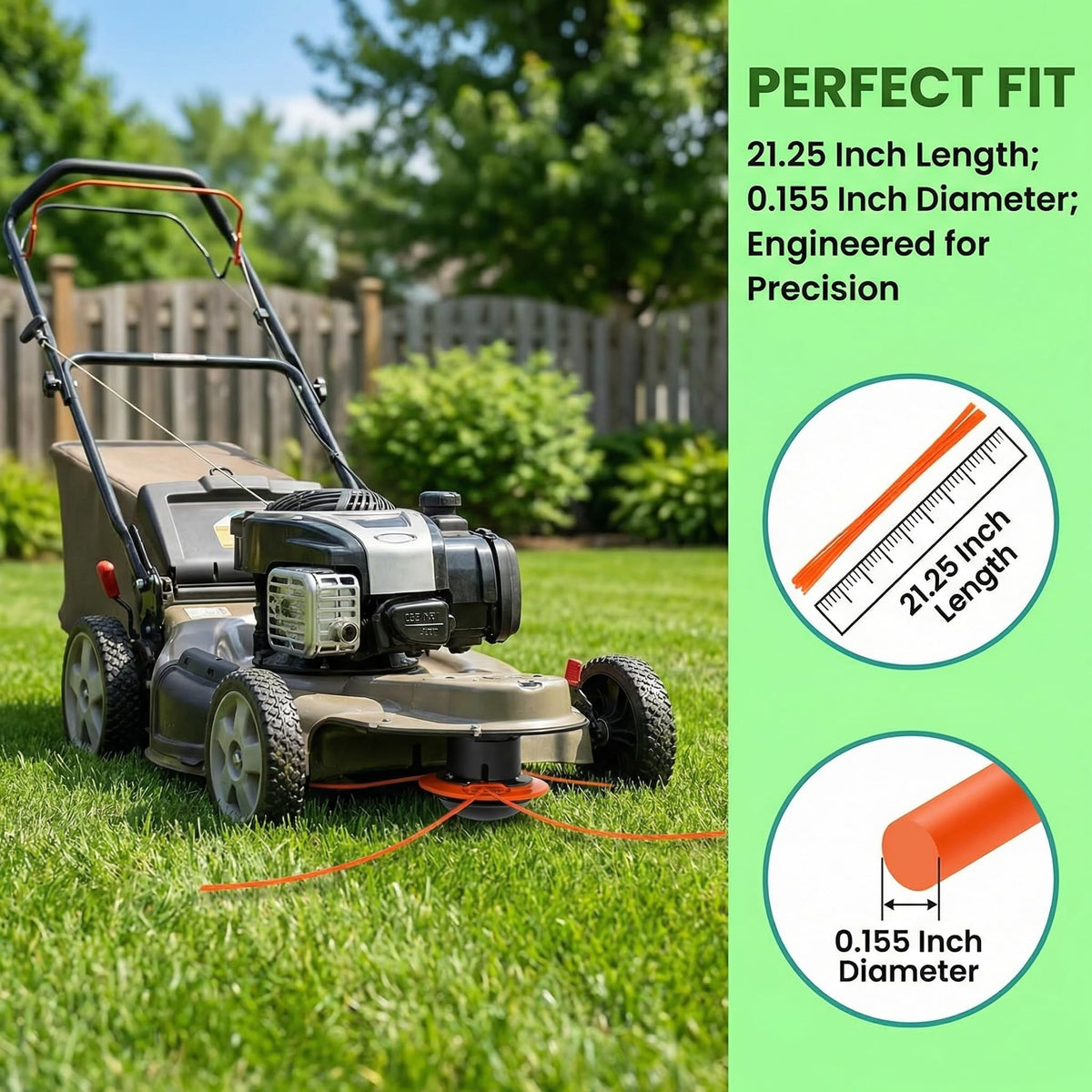 VKQ twisted line dimensions show 0.155-inch diameter for strong trimming.