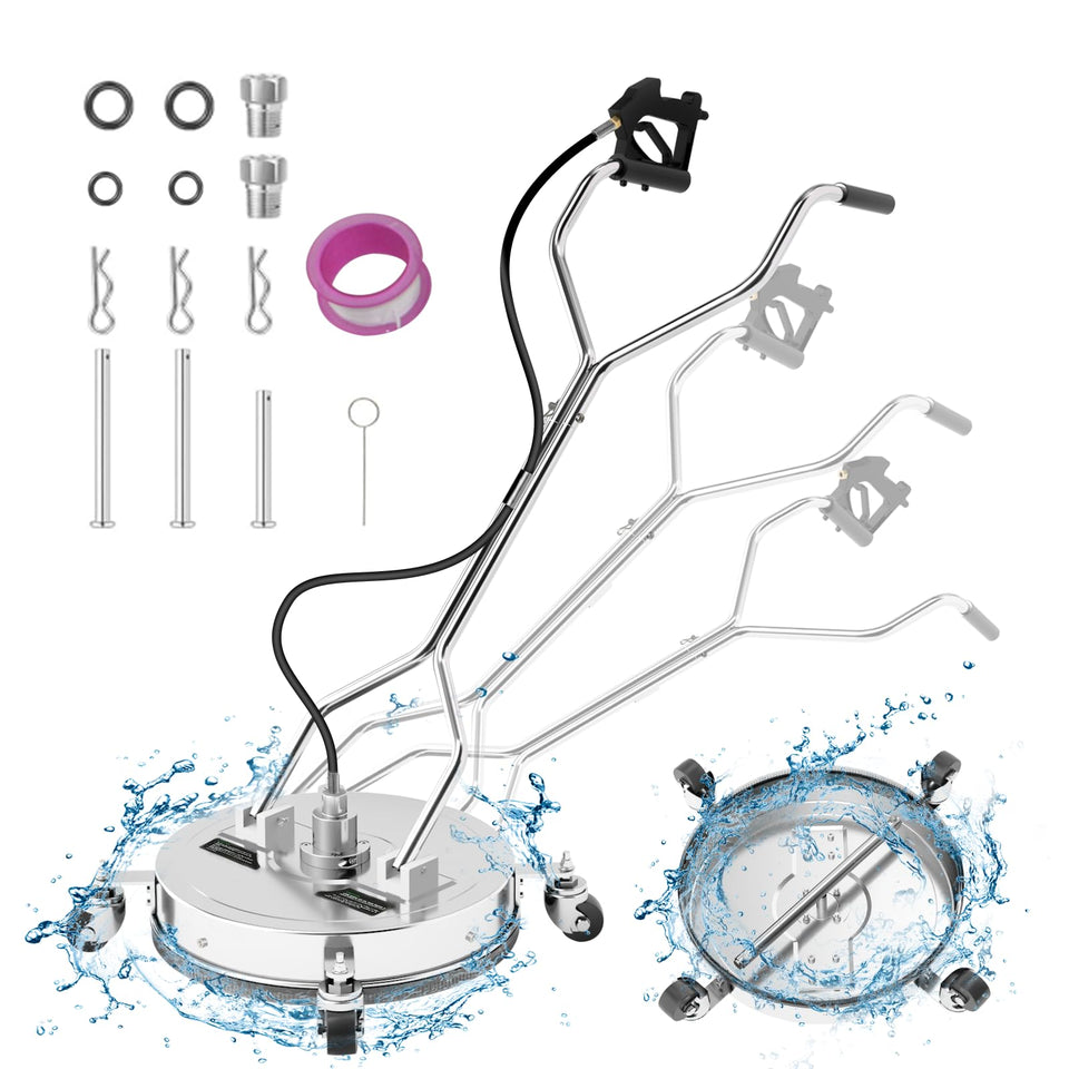 Vlaeng 20-inch surface cleaner with stainless steel housing for efficient outdoor cleaning.