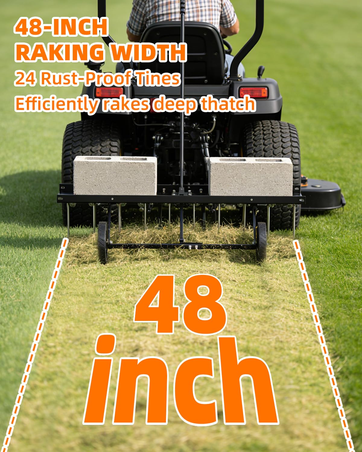 Close up of Vlaeng 24 rust-proof spring tines for durable thatch removal