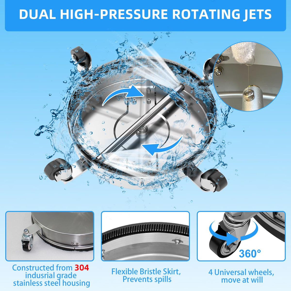 Vlaeng 360-degree wheels for easy maneuvering on driveways and patios