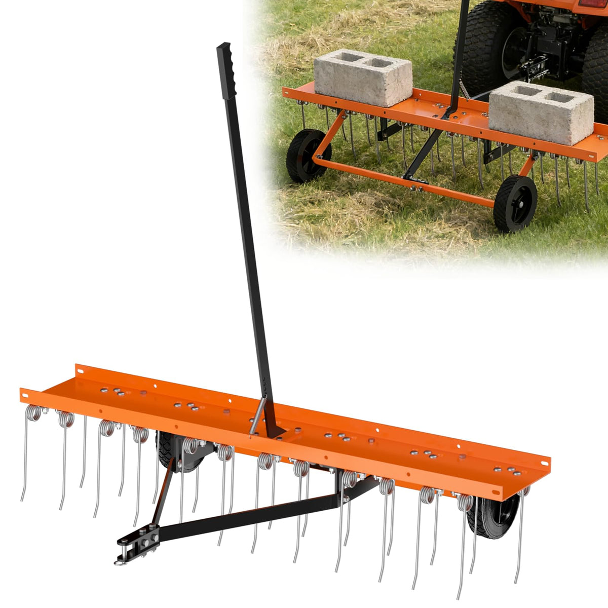 Vlaeng 48inch dethatcher frame attaches to tractors for faster lawn maintenance.