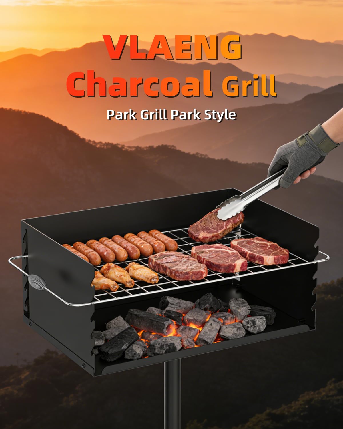 Vlaeng Charcoal Grill heavy-duty build ideal for camping and patios.