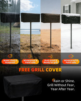 Vlaeng Charcoal Grill offers spacious cooking area for burgers and more.