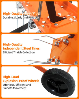 Vlaeng 70lb weight platform increases tine penetration for deeper dethatching.