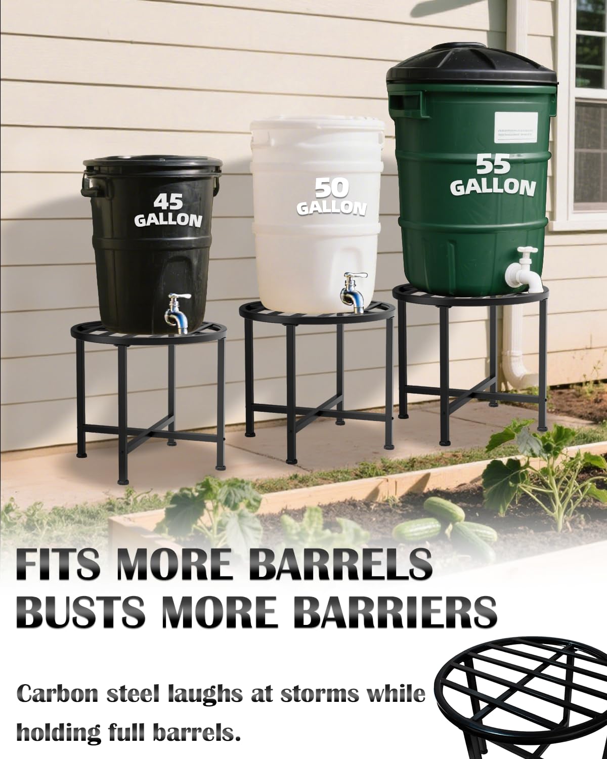 Vlaeng rain barrel stand adjustable feet adapt to slopes for steady use.