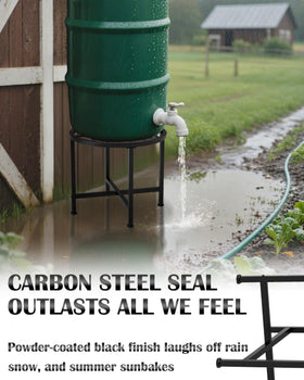 Vlaeng rain barrel stand assembly steps show quick 5-minute setup without tools.