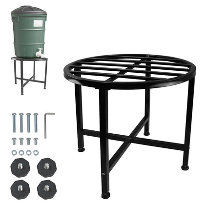 Vlaeng rain barrel stand front view elevates the barrel for easy access and watering.