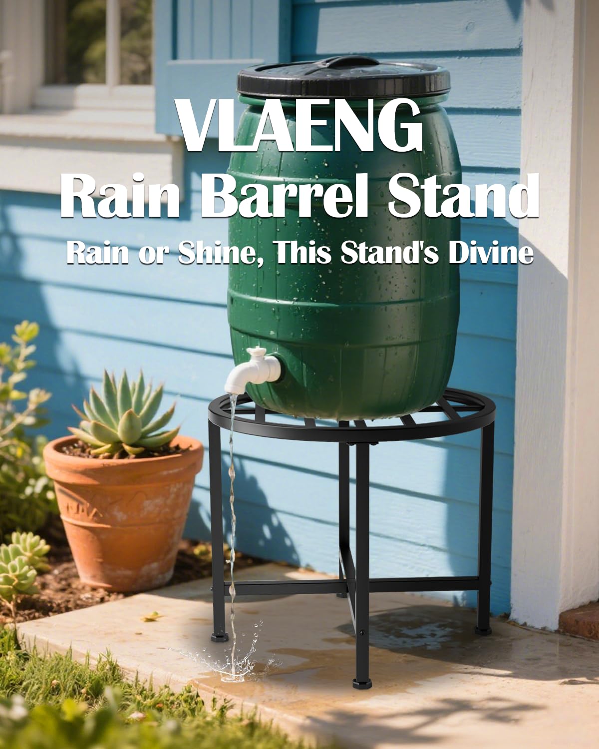 Vlaeng rain barrel stand stable base keeps your setup level on uneven ground.