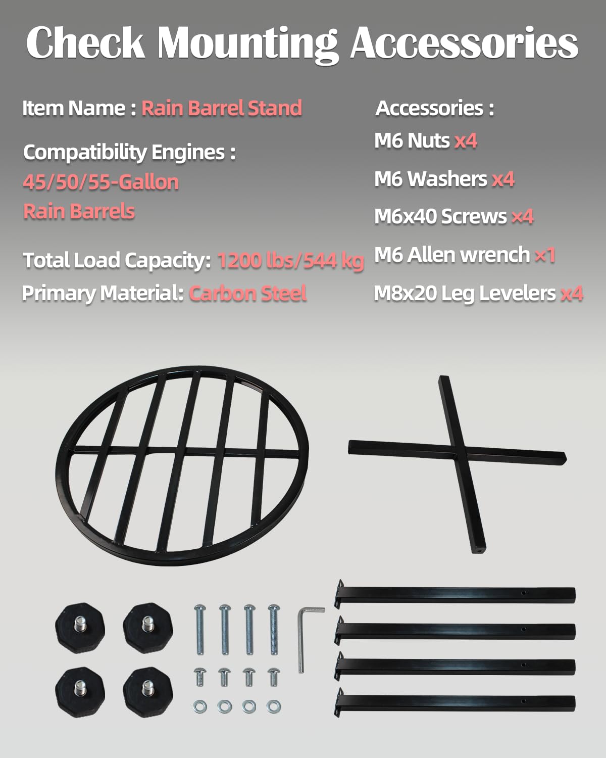 Vlaeng rain barrel stand 1200 lb capacity supports heavy barrels securely.