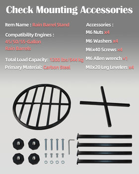 Vlaeng rain barrel stand 1200 lb capacity supports heavy barrels securely.