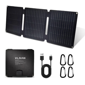 VLAIAN 30W portable solar panel folded compactly for backpacking and easy storage.