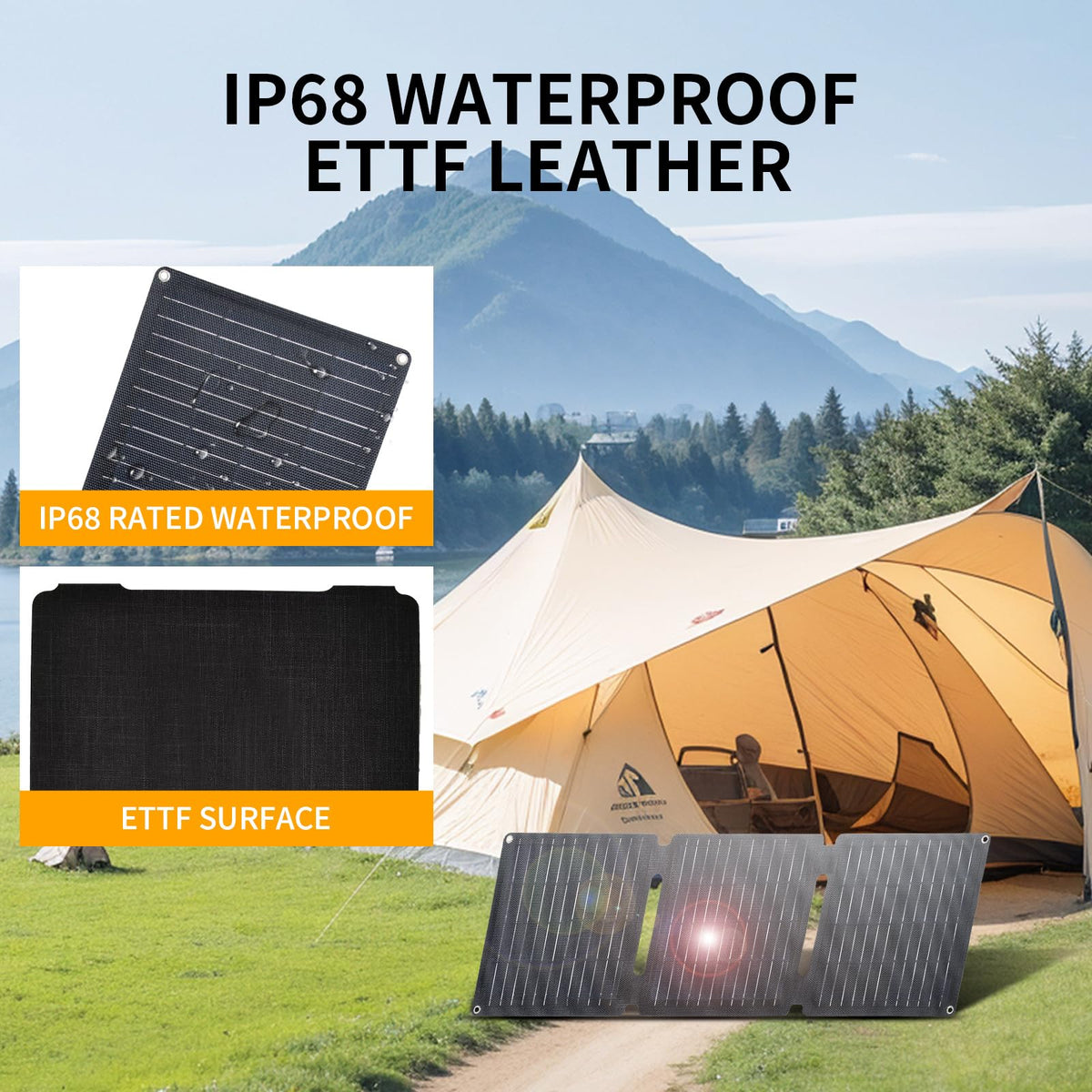 VLAIAN included accessories: carabiners and waterproof pouch for camping setup.