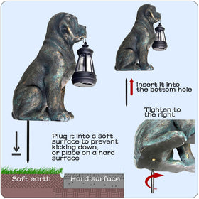 Vlyrofea bronze-colored dog garden figurine adds charm to patios.