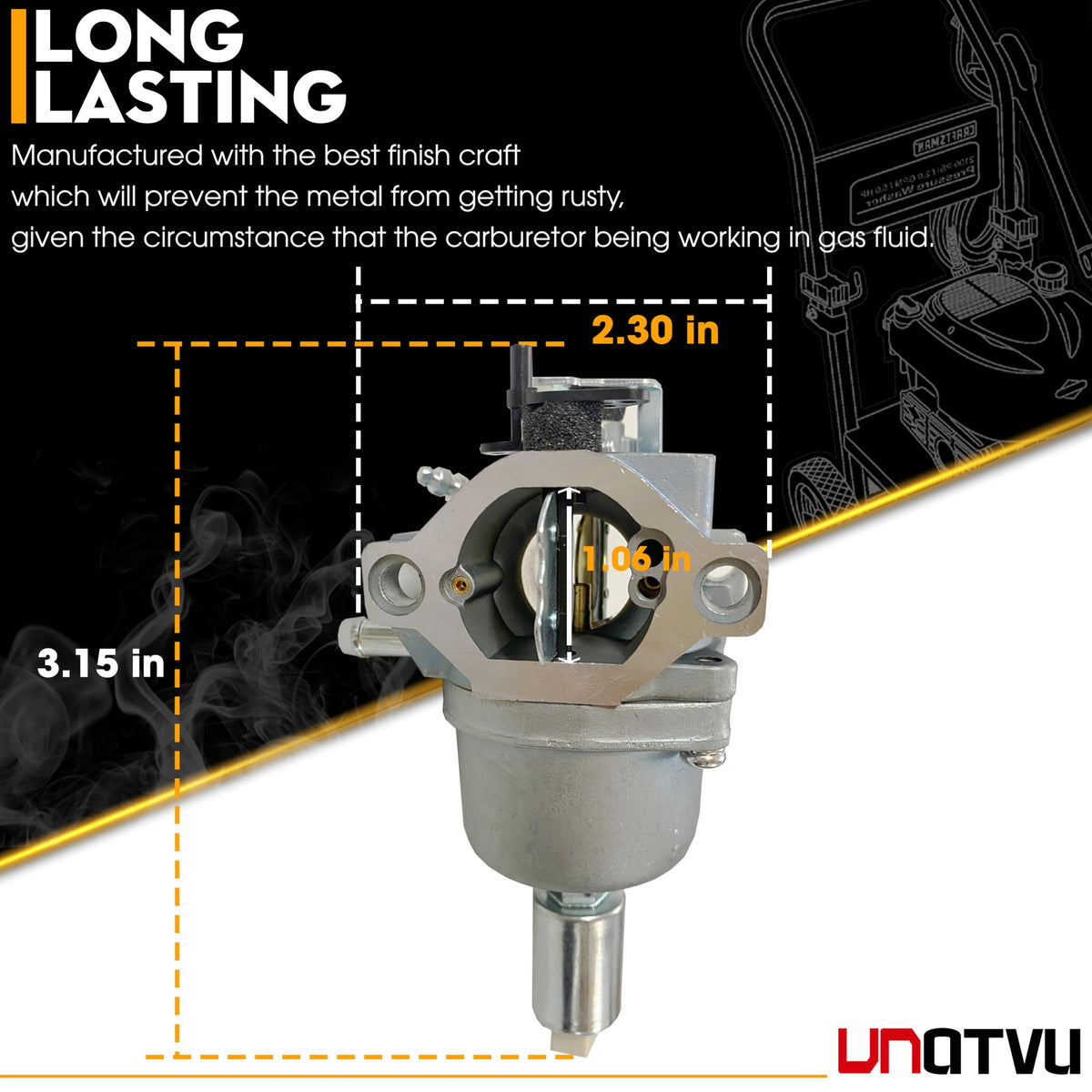 VNATVU carburetor for Husqvarna YTH2042 side view replacement part