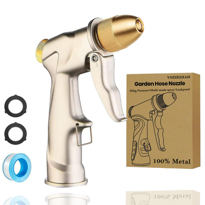 VNEIRSHAH garden hose nozzle with metal body for long-lasting irrigation.